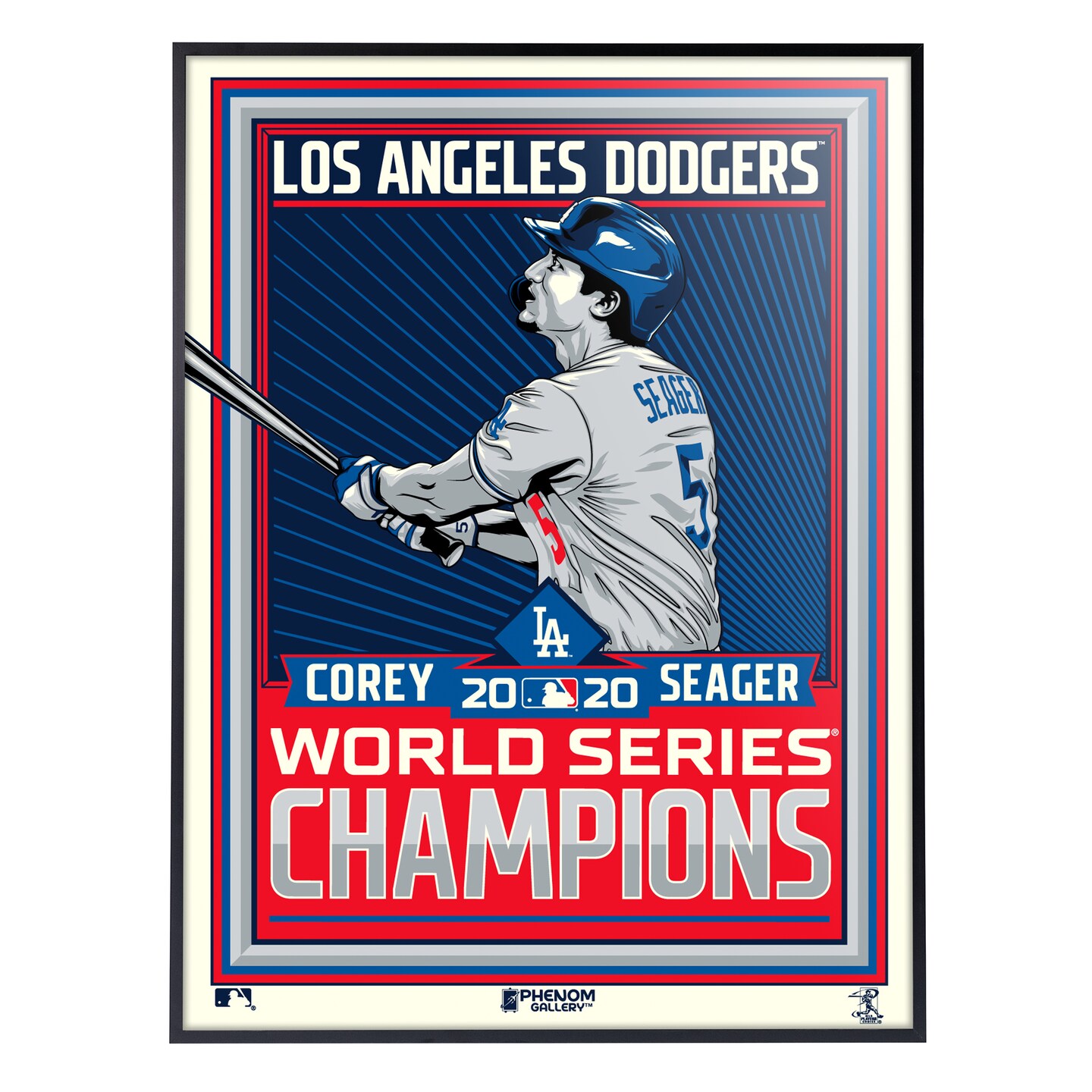 Phenom Gallery Los Angeles Dodgers Corey Seager 2020 World Series Champs 18" x 24" Serigraph