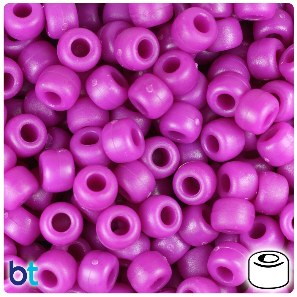 BeadTin Boysenberry Matte 9mm Barrel Plastic Pony Beads (500pcs)