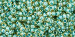 Toho 11/0 Round Japanese Seed Bead, TR11-953, Inside Color Jonquil/Turquoise Lined, 13 grams