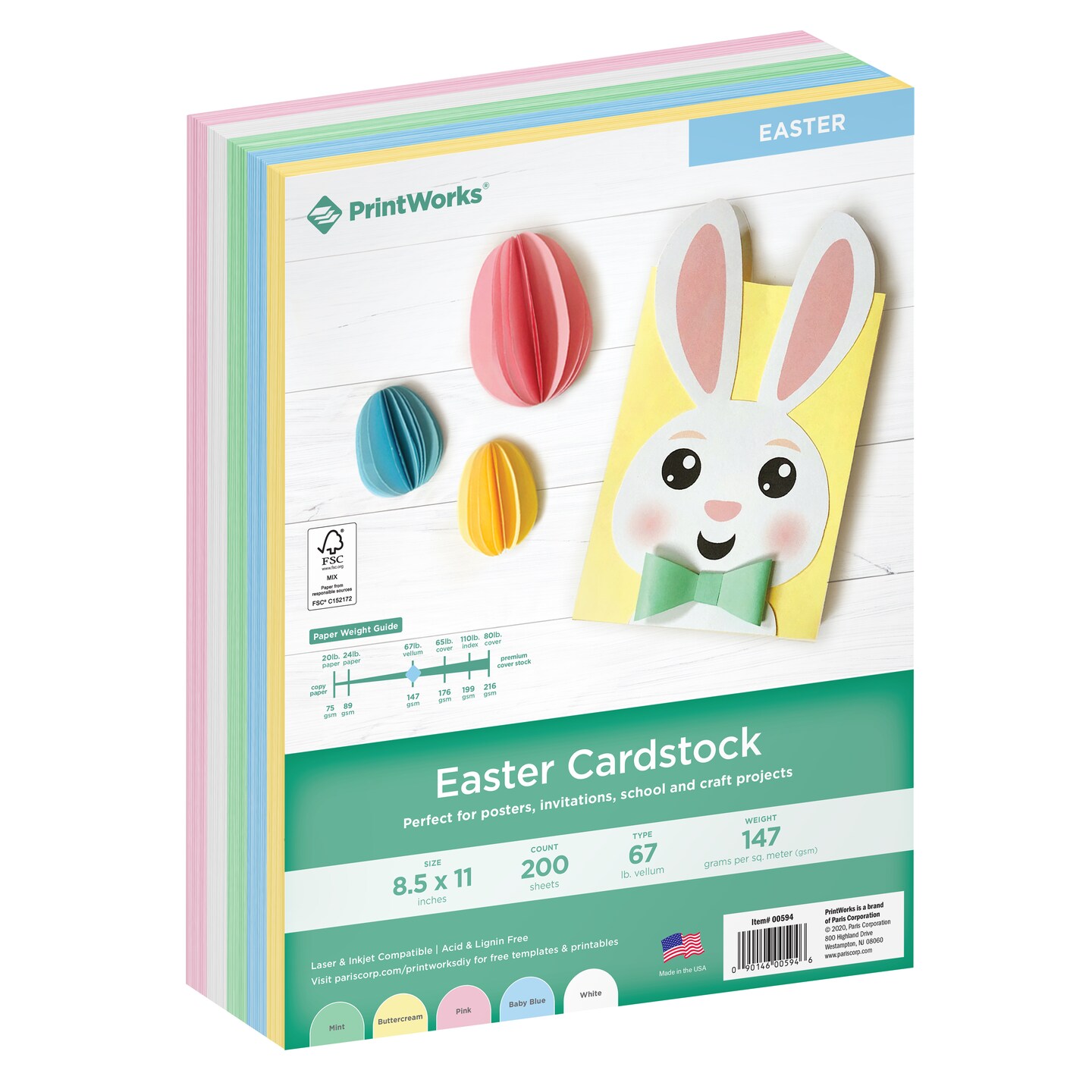 Printworks Easter Cardstock, 200 Sheets, 67lb Heavyweight Cardstock