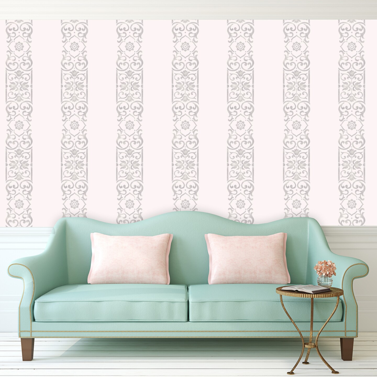 Vertical Scroll Wall Stencil | 3386 by Designer Stencils | Pattern Stencils |