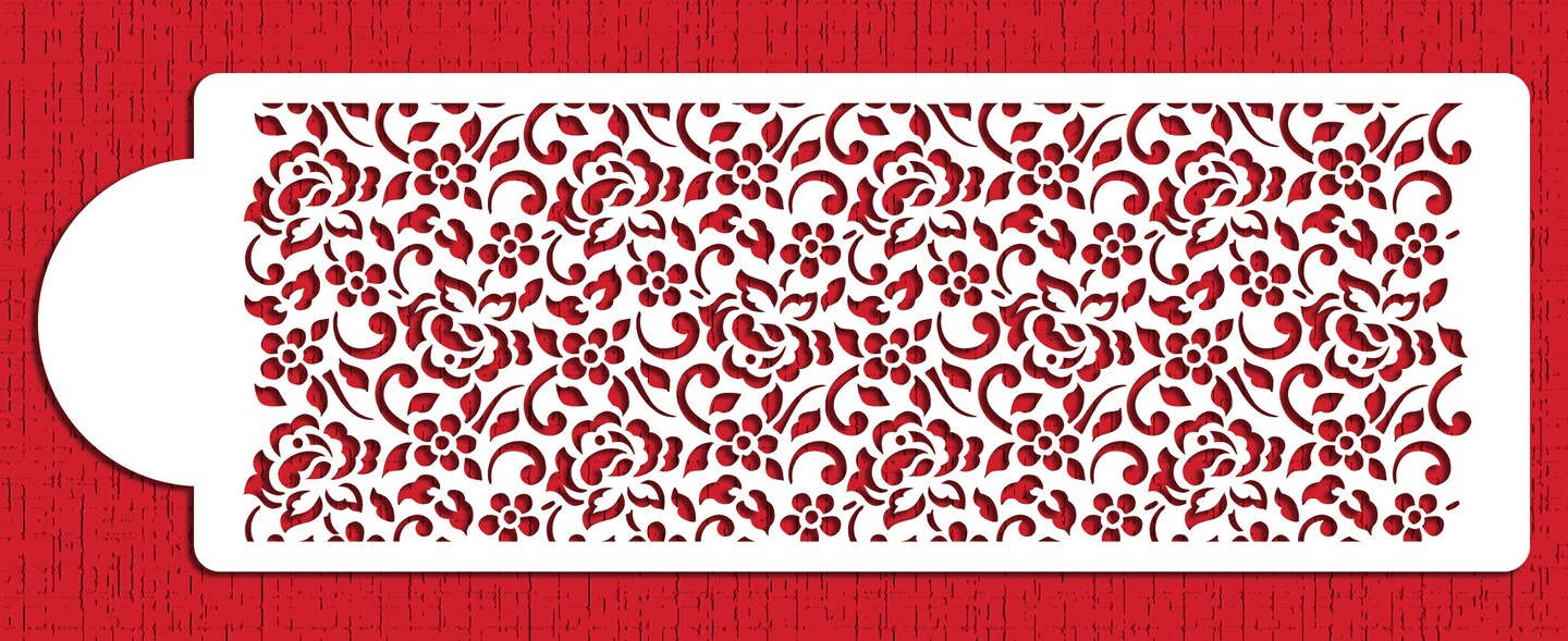 Chantilly Lace Cake Stencil #2 | C853 by Designer Stencils | Cake Decorating Tools | Baking Stencils for Royal Icing, Airbrush, Dusting Powder | Reusable Plastic Food Grade Stencil for Cakes | Easy to Use &#x26; Clean Cake Stencil
