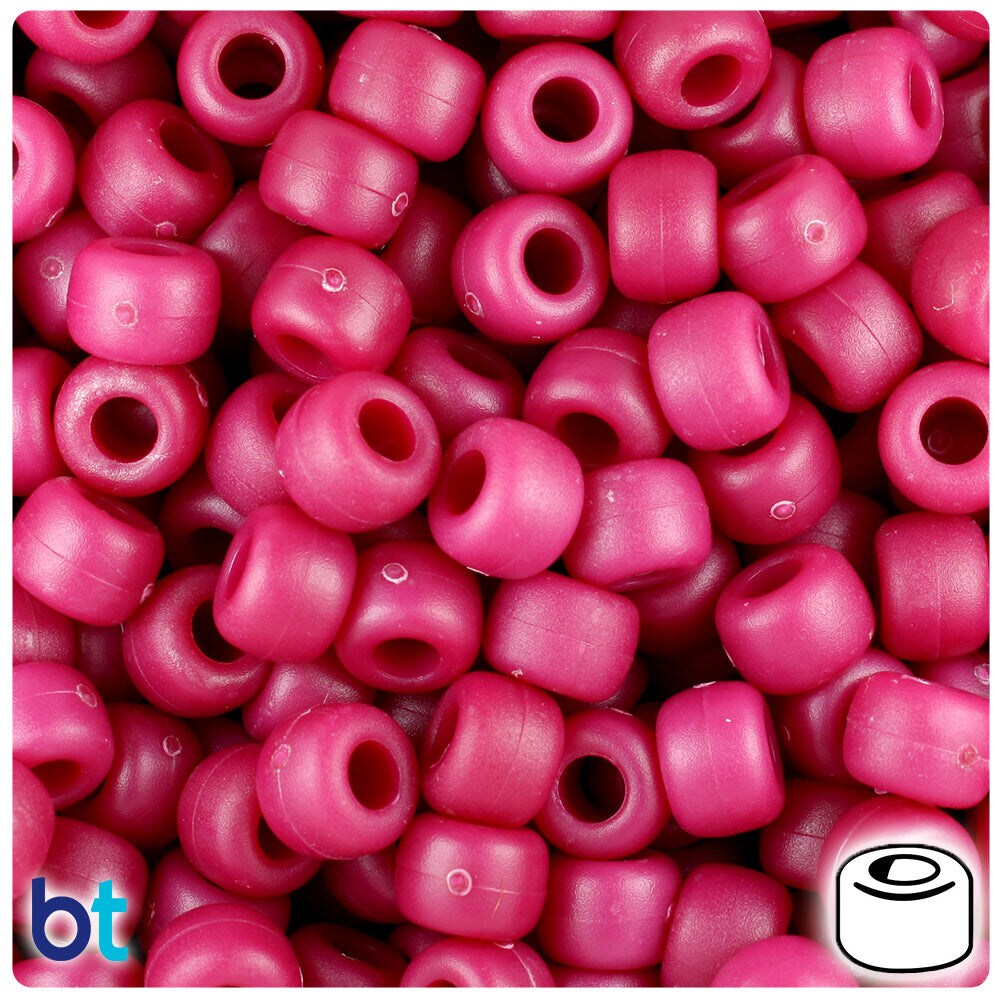 BeadTin Burgundy Matte 9mm Barrel Plastic Pony Beads. (500pcs)