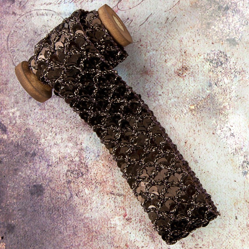 Prima Marketing Inc Memory Hardware Sequin Trim 1.3"x3 Yards-Brown 655350990428