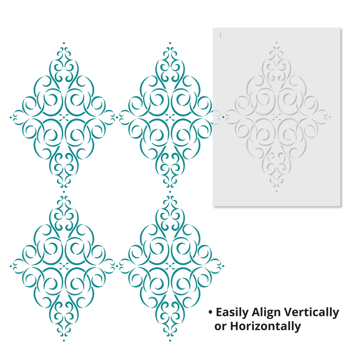Simple Diamond Medallion Wall Stencil | 3418 by Designer Stencils | Mandala &#x26; Medallion Stencils | Reusable Art Craft Stencils for Painting on Walls, Canvas, Wood | Reusable Plastic Paint Stencil for Home Makeover | Easy to Use &#x26; Clean Art Stencil