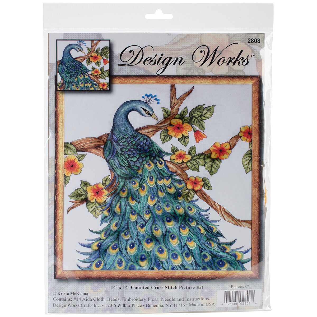 Design Works Counted Cross Stitch Kit 14x14-peacock (14 Count