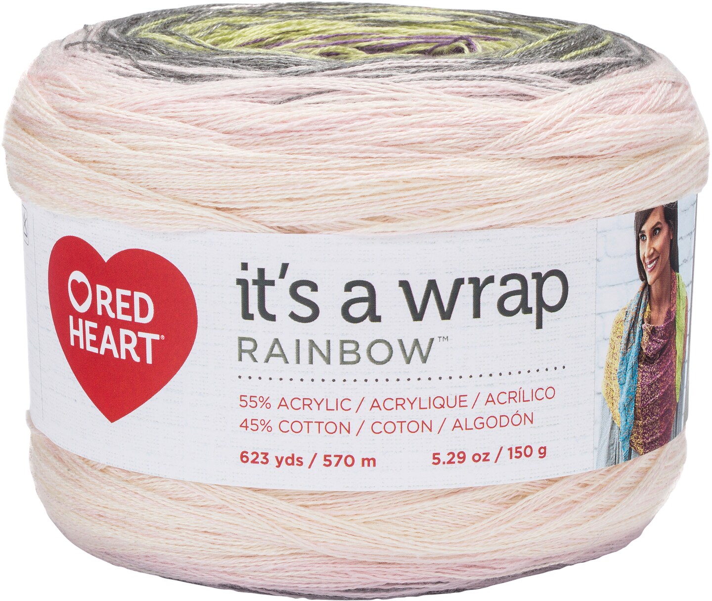 Red Heart It&#x27;s A Wrap Rainbow Yarn-Whisper