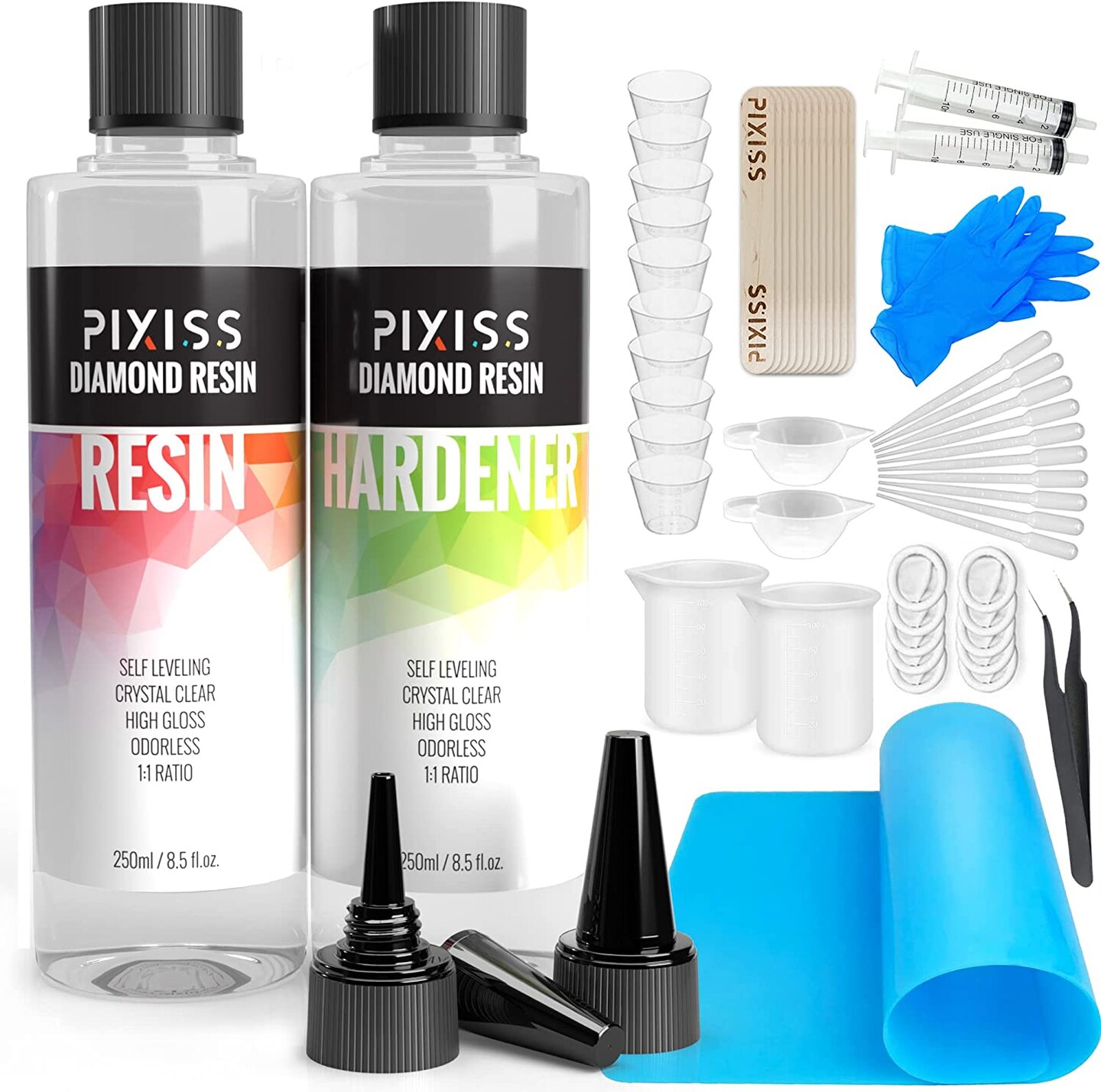Pixiss Epoxy Resin Easy Mix 1:1 17-Ounce Kit and Supplies for Tumblers