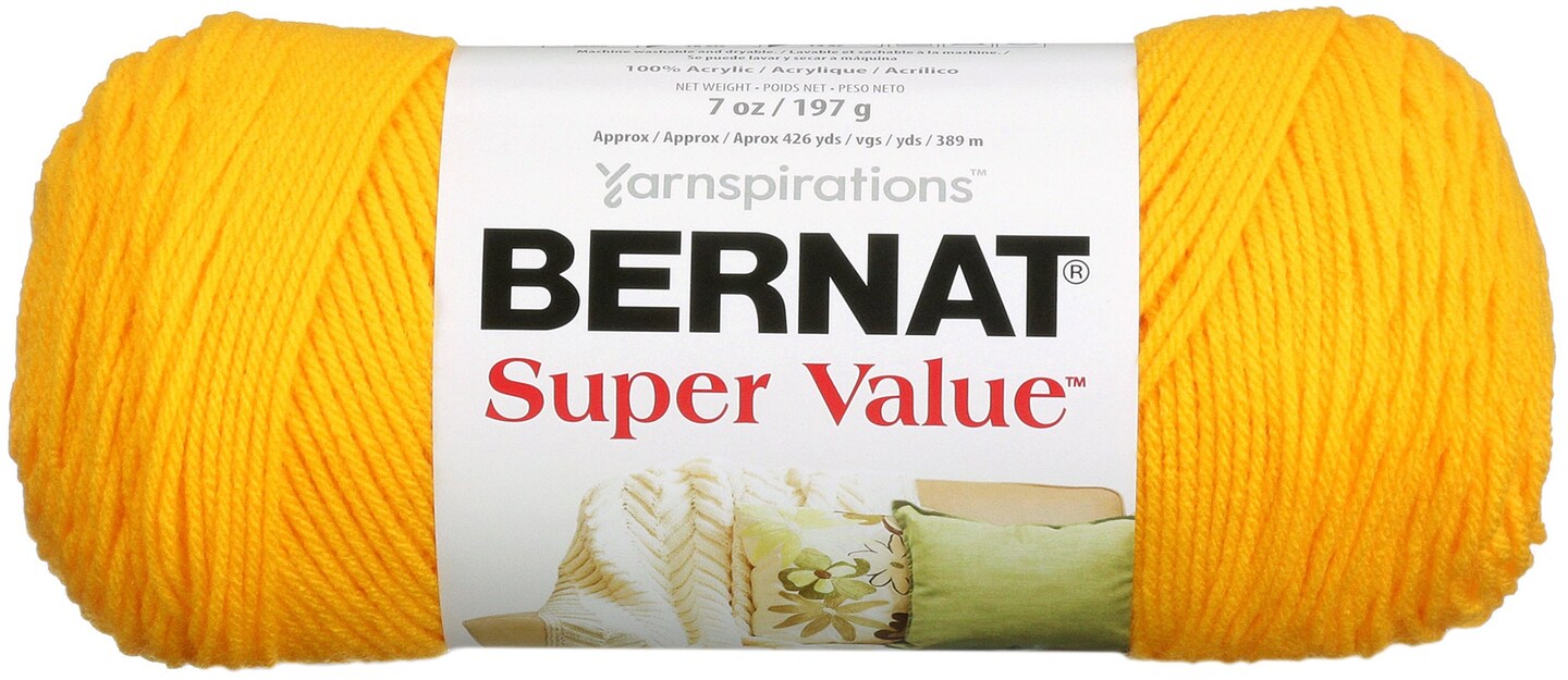 Bernat Super Value Solid Yarn-Bright Yellow