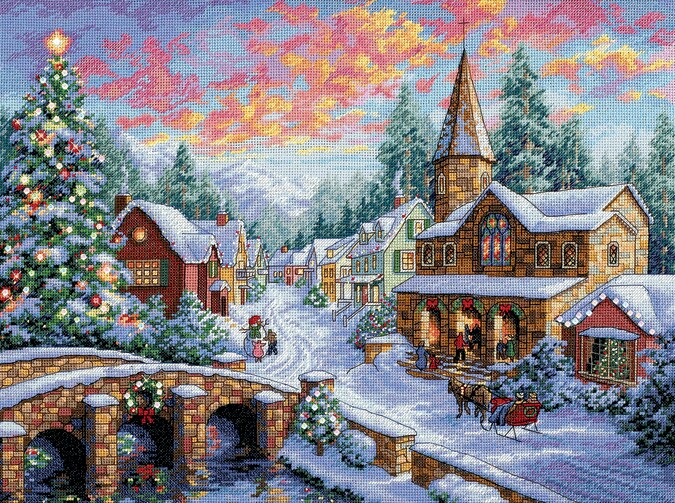 Dimensions Gold Collection Counted Cross Stitch Kit 16"X12"-Holiday Village