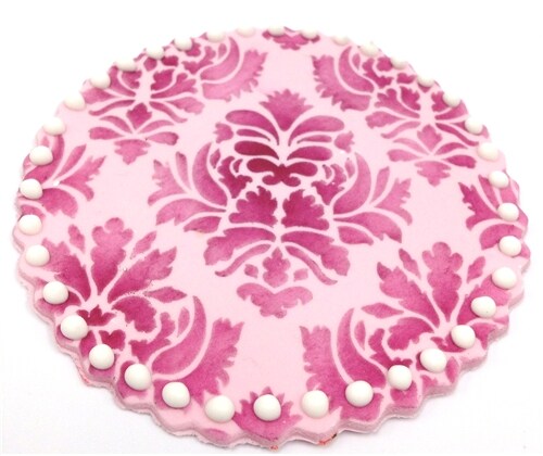 Damask Miniprint Cake Stencil | C807 by Designer Stencils | Cake Decorating Tools |