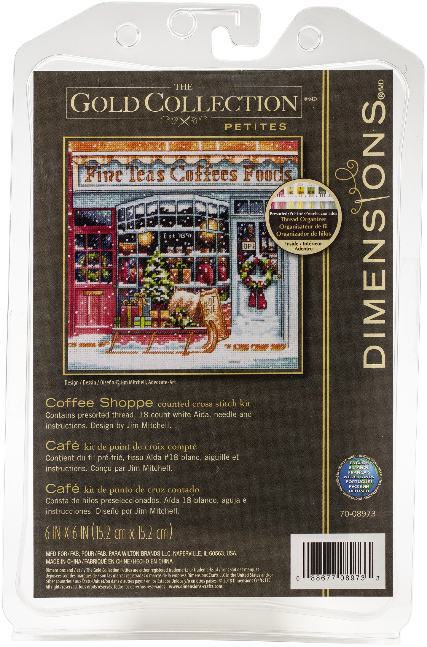 Dimensions Gold Petite Counted Cross Stitch Kit 6&#x22;X6&#x22;-Coffee Shop (18 Count)