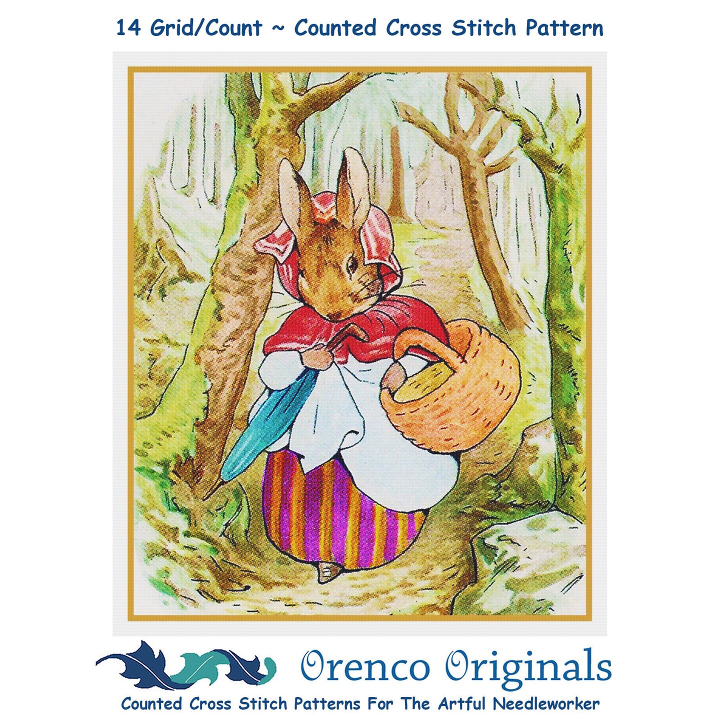 Beatrix Potter Mrs Rabbit Goes Market Counted Cross Stitch Chart Pattern