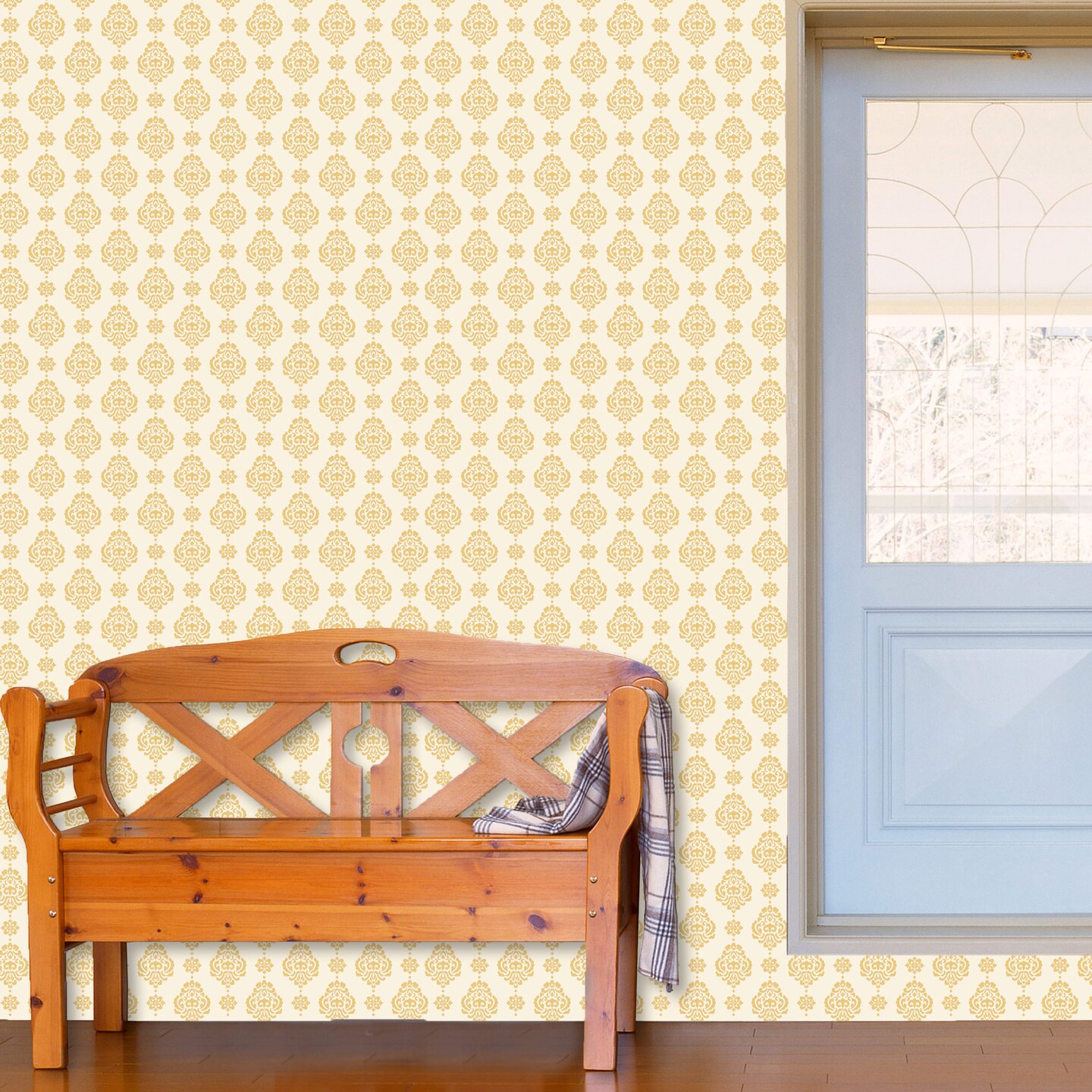 Small Rosie Damask All Over Wall Stencil | 3724 by Designer Stencils | Pattern Stencils | Reusable Stencils for Painting | Safe & Reusable Template for Wall Decor | Try This Stencil Instead of a Wallpaper | Easy to Use & Clean Art Stencil Pattern