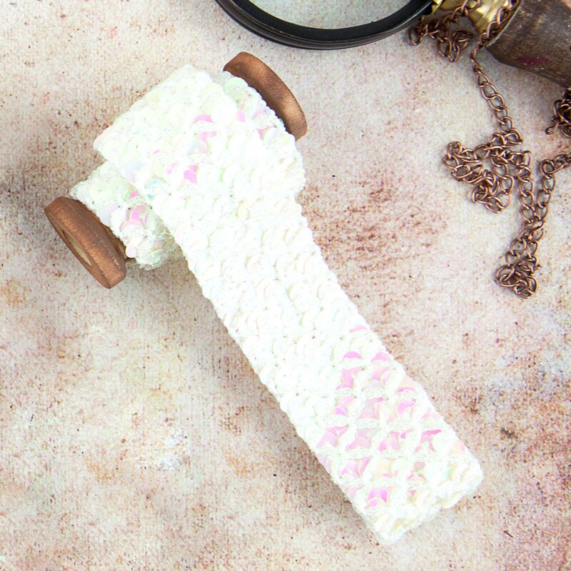 Prima Marketing Inc Memory Hardware Sequin Trim 1.3"x3 Yards-White 655350990435