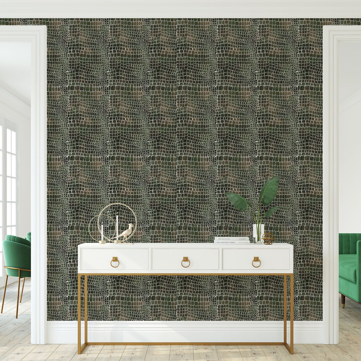 Large Crocodile Skin Wall Stencil | 3448 by Designer Stencils | Pattern Stencils | Reusable Stencils for Painting | Safe & Reusable Template for Wall Decor | Try This Stencil Instead of a Wallpaper | Easy to Use & Clean Art Stencil Pattern