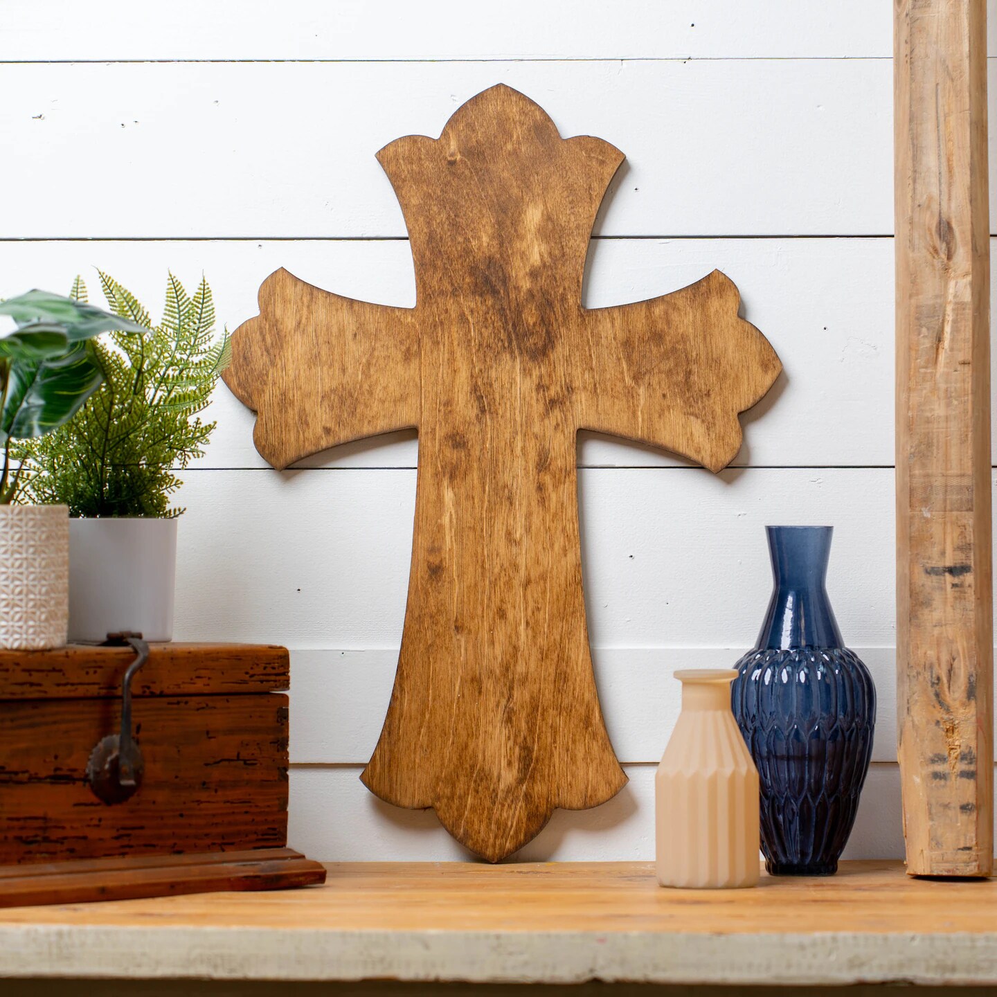 12 in. Unfinished Wooden Scalloped Cross
