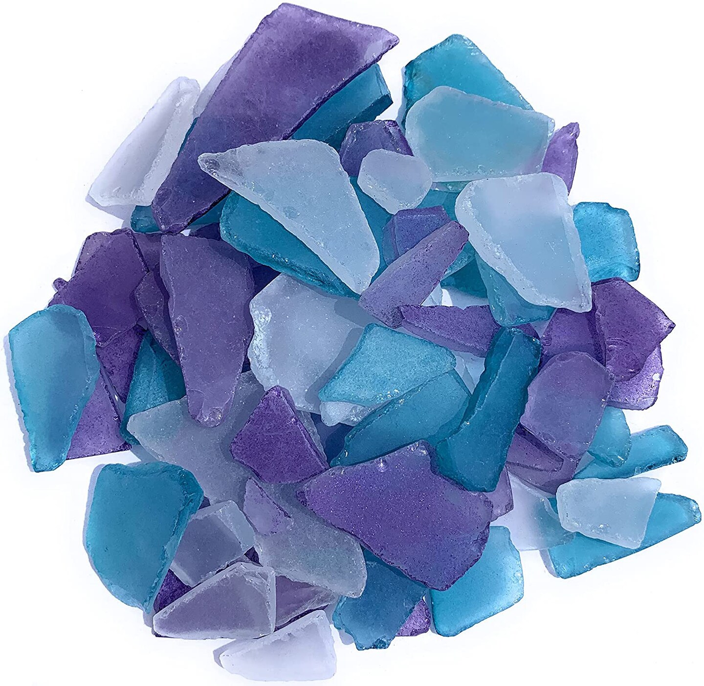 Sea Glass 11 Ounces Purple, Caribbean Blue & White Mix Sea Glass - Bulk Seaglass Pieces for Beach Decor & Crafts