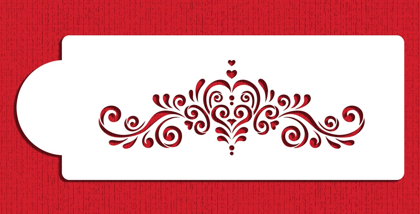 Amore Cake Stencil Side C808 by Designer Stencils Cake Decorating