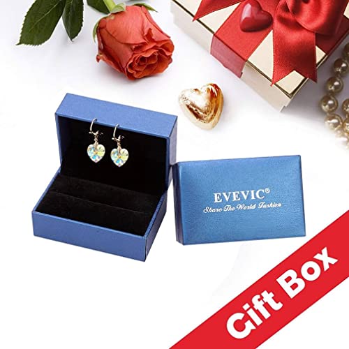 Crystal Heart Drop Leverback Earrings for Women Fashion Dangle Earring 14K Rose Gold Plated Hypoallergenic Jewelry (Vitrail Light)