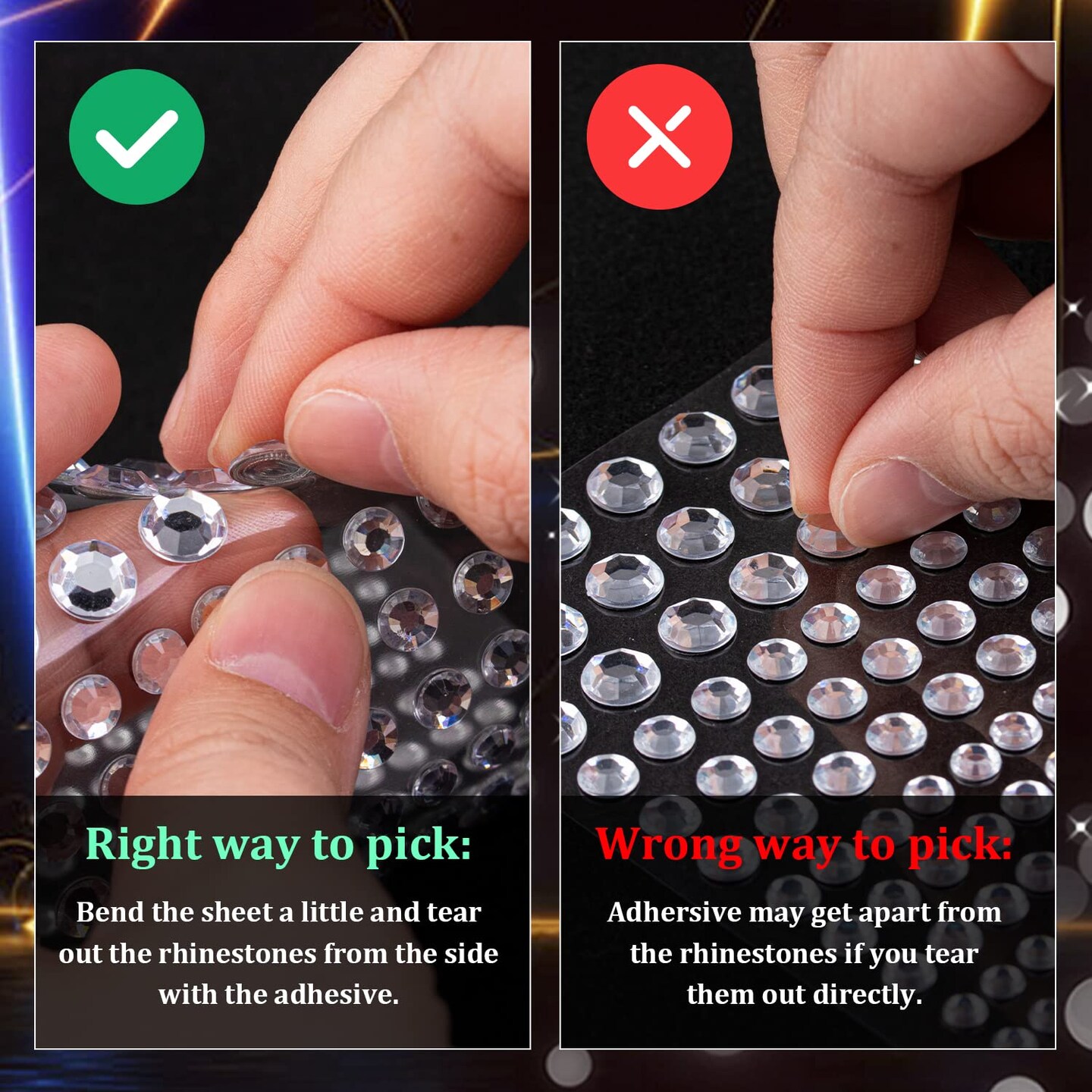 2758 Pieces of Rhinestone Stickers 3/4/5/6/8mm with 14 Colors Self Adhesive Face Gems, Stick on Body Crystal Jewels with Quick Dry Makeup Glue for Face Eye Hair Nails Make up and Craft DIY Decorations