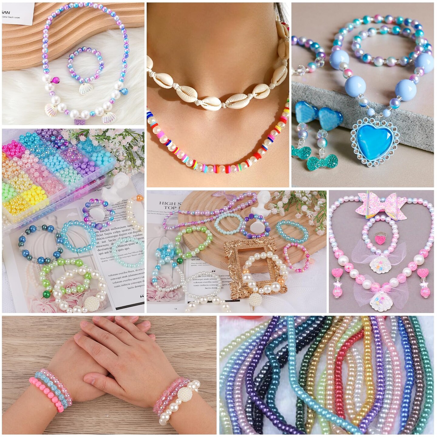 1800 Pieces 8mm and 6mm&#xFF0C;32 Colors Multicolor Pearl Beads Loose Pearls for Crafts with Holes for Jewelry Making, Small Pearl Filler Beads for Crafting Bracelet Necklace Earrings