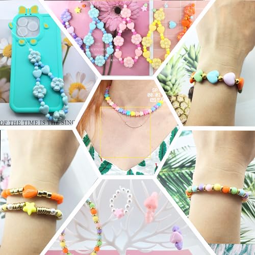 720 Pieces Candy Color Acrylic Heart Beads Star And Round Beads, Colorful Assorted Plastic Pastel Circle Shape Cute Loose Beads Bulk for Bracelets Jewelry Making DIY Crafts Necklace
