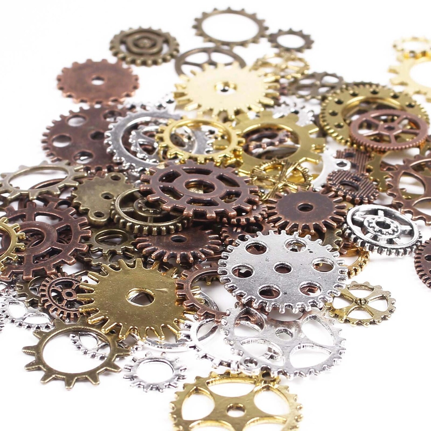 80 Pieces 100 Gram DIY Assorted Color Antique Metal Steampunk Gears Charms Pendant Clock Watch Wheel Gear for Crafting, Jewelry Making Accessory