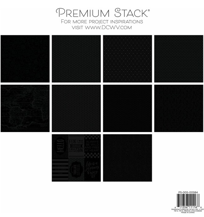 DCWV Single-Sided Cardstock Stack 12"X12" 20/Pkg-Le Noir W/UV Gloss, PS-005-00584
