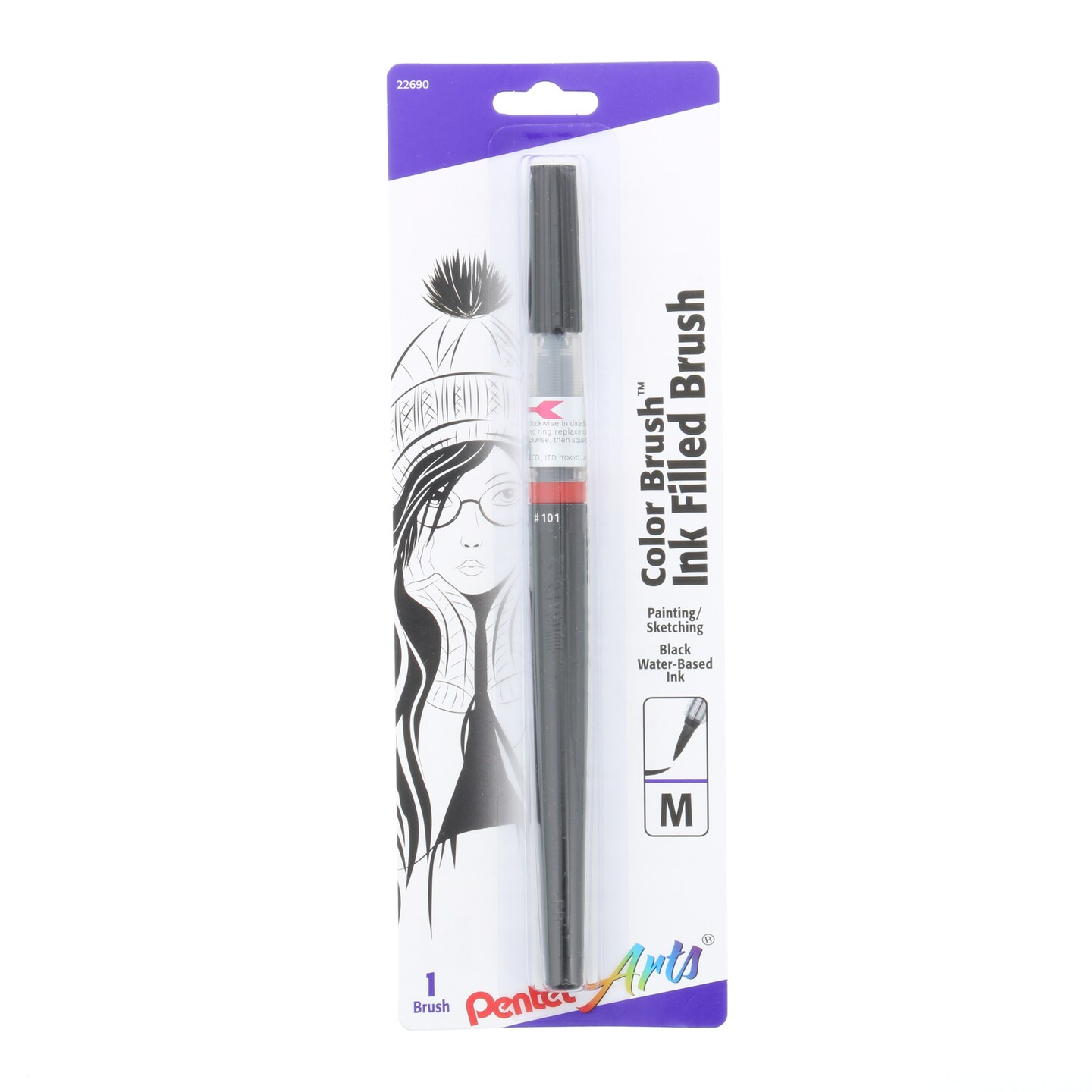 Pentel Color Brush Pen, Black, Medium