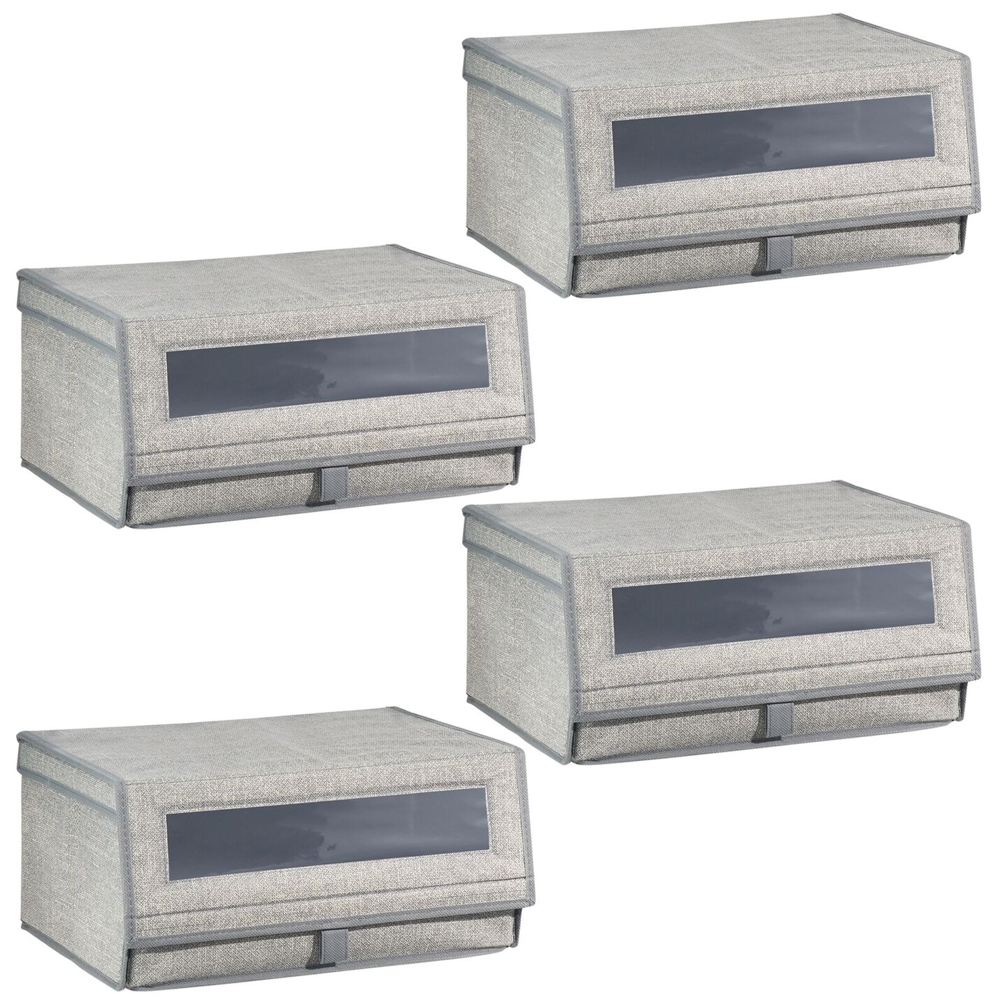 mDesign Stackable Fabric Closet Storage Shoe Box - Large
