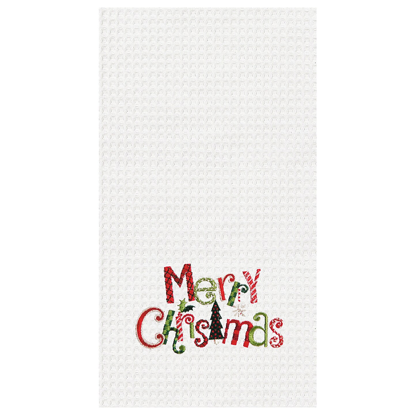 27&#x22; X 18&#x22; &#x22;Merry Christmas&#x22; Sentiment Cotton Waffle Weave Kitchen Dish Towel Decor Decoration