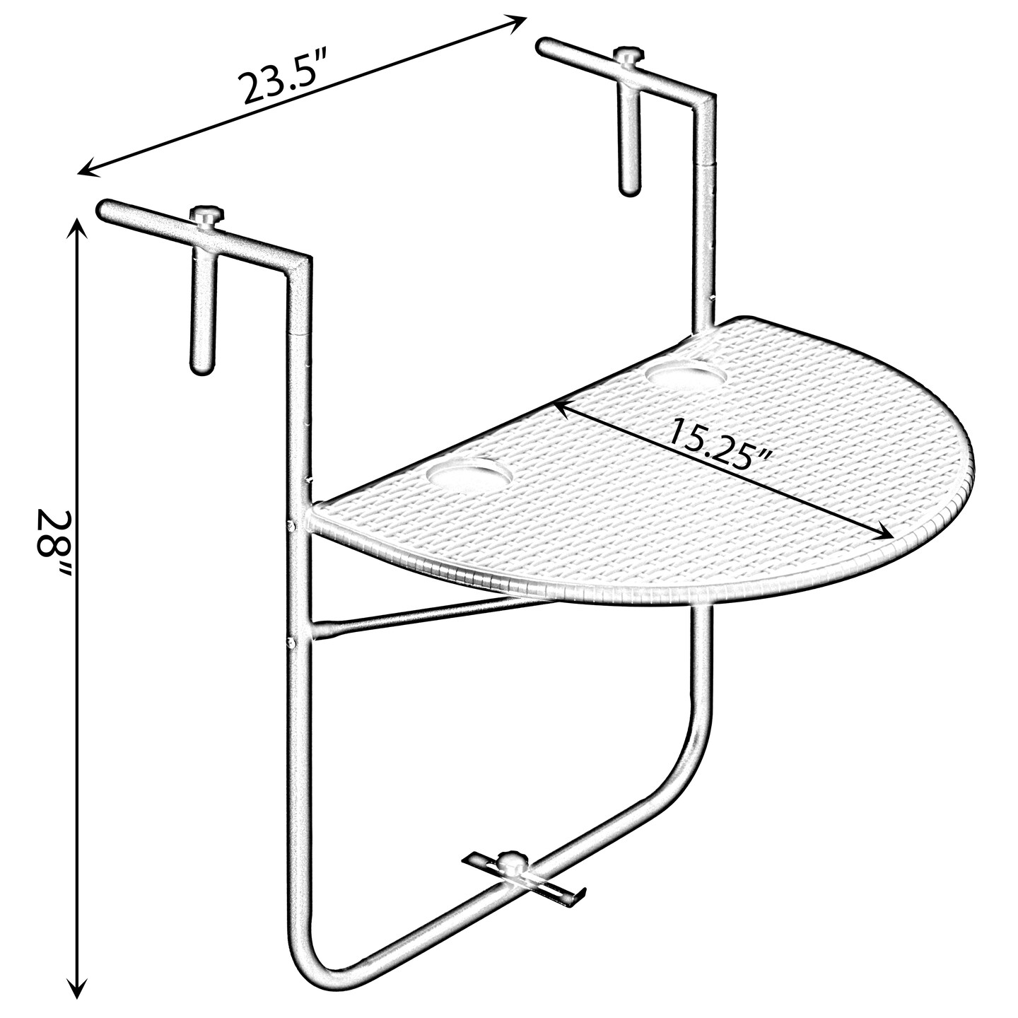 Indoor and Outdoor Rattan Decorative Plastic Foldable Balcony Table, Black