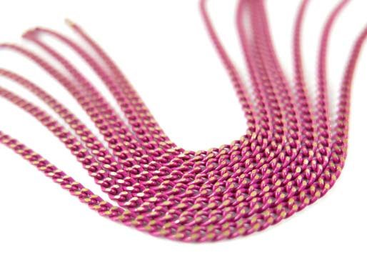 Two Tone Dark Pink Enamel on Brass Curb Chain (4&#x27;) (C911)
