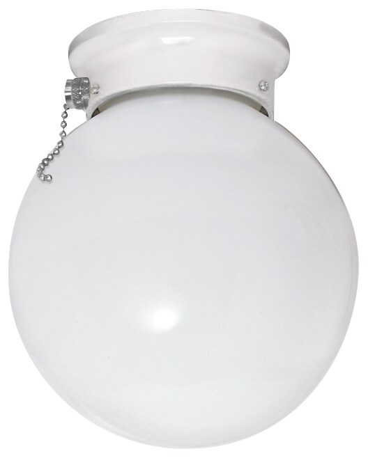 Nuvo 1-Light 6&#x22; Ceiling Fixture White Ball w/ Pull Chain Switch White Finish