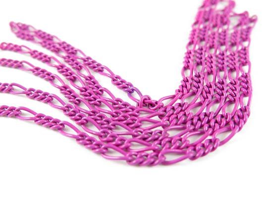 Pink Enamel Figaro Curb Chain (4&#x27;) (C908)