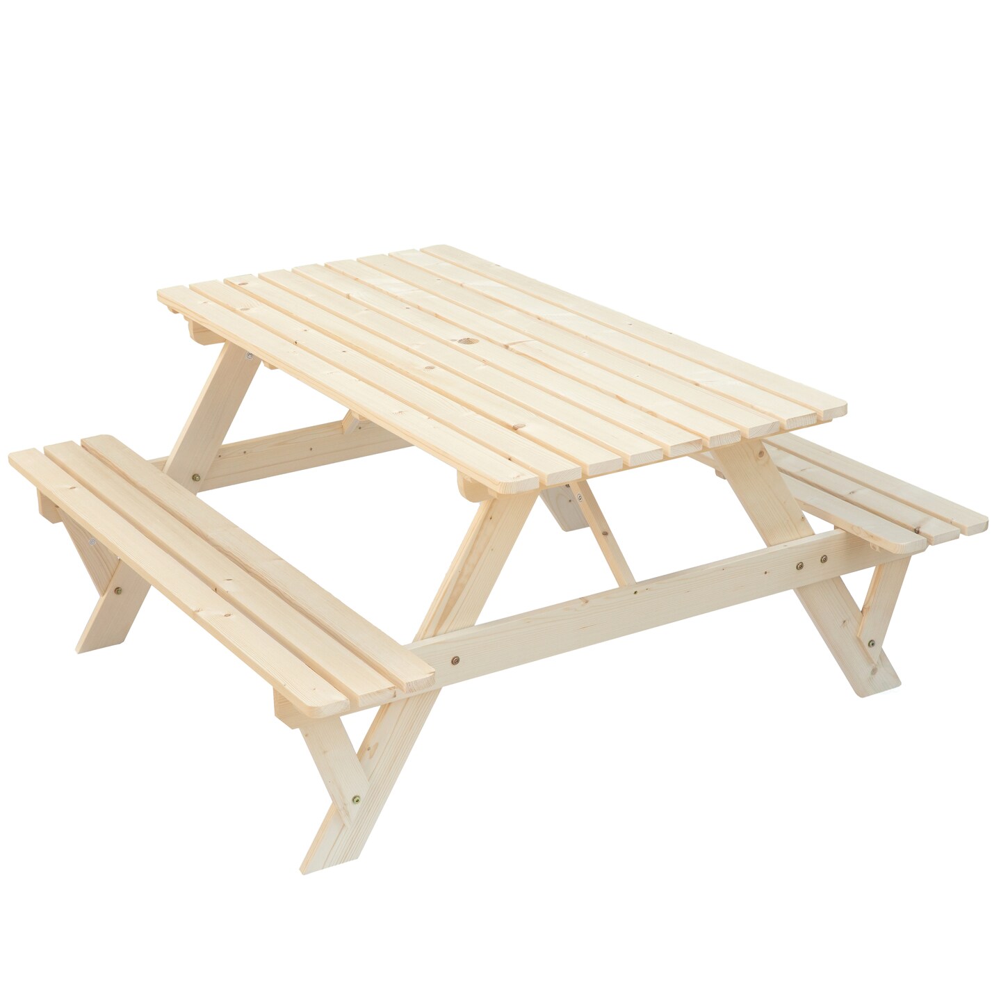 Outdoor Wooden Patio Deck Garden 6-Person Picnic Table, for Backyard, Garden