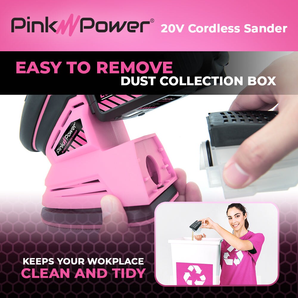 Pink Power 20V Lithium Ion Detail Sander Kit