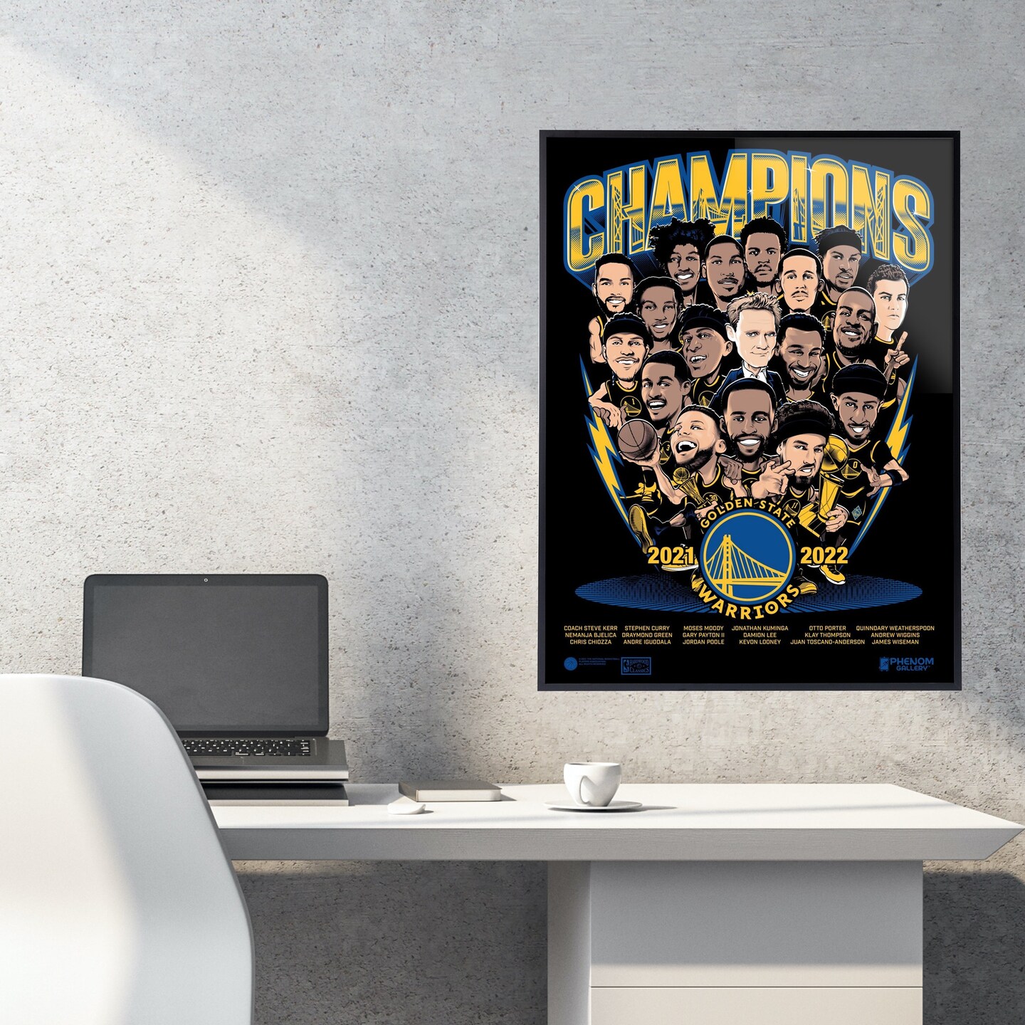 Phenom Gallery Golden State Warriors 2022 NBA Championship 18&#x22; x 24&#x22; Deluxe Framed Serigraph