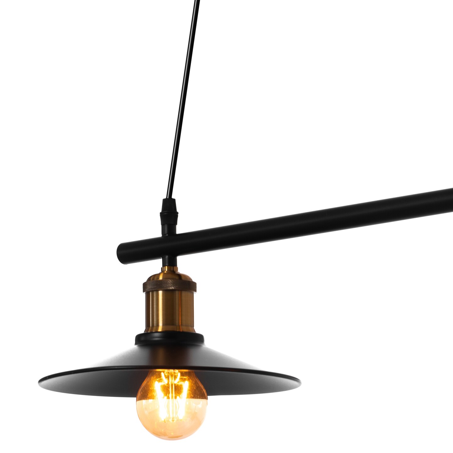 Modern Industrial Adjustable 2 Bulb Pulley Wired Ceiling Hanging Light Fixture, Black Decorative Chandelier