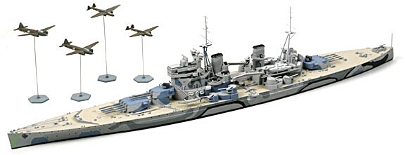 Tamiya  1/700 TAM31615 - 1/700 Tamiya HMS Prince of Wales Battleship Battle of Maya Waterline Assembly Kit