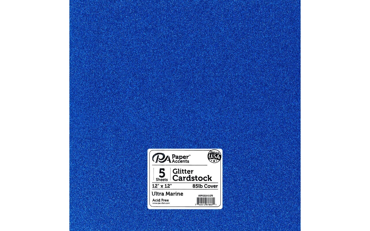 PA Paper Accents Glitter Cardstock 12? x 12? Ultra Marine, 85lb colored ...