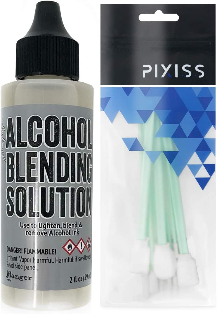 Ranger Alcohol Blending Solution 2oz and Pixiss Alcohol Ink Blending Solution Tools