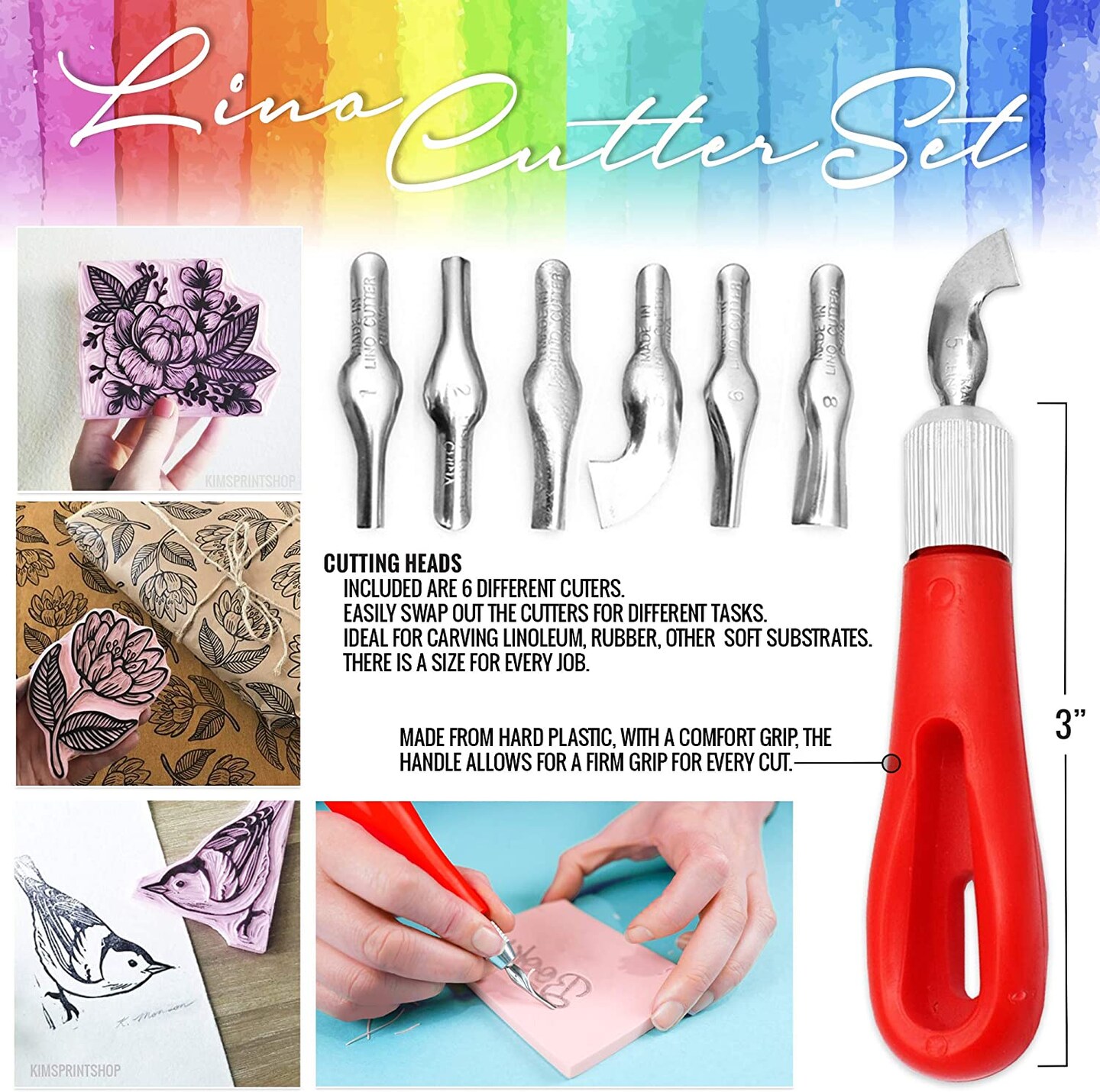 Pixiss Rubber Block Stamp Carving with Cutter Tools
