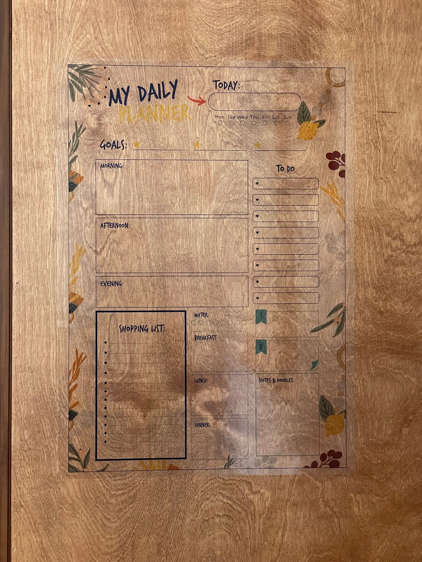 Static Holding Dry-Erase Daily Planner , Mom Daily Planner , Teacher Planner, 2023 Wall Calendar, Educational Wall Art (No Glue - No Tape)