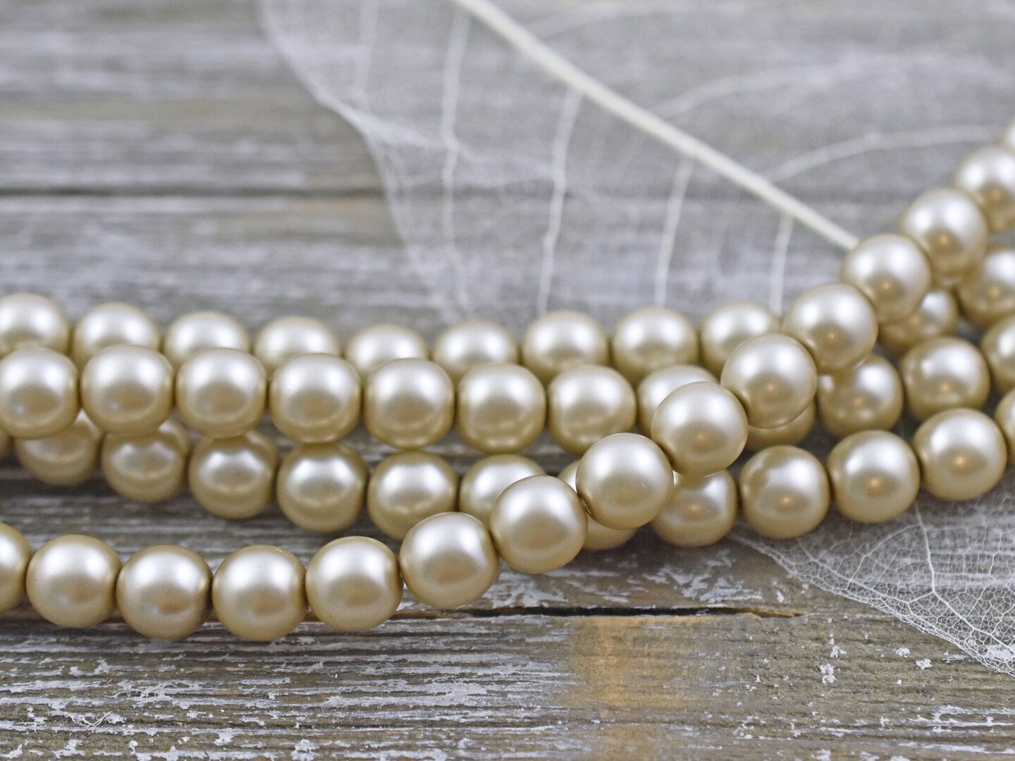 Czech Glass Satin Taupe Round Pearl Beads -- Choose Your Size
