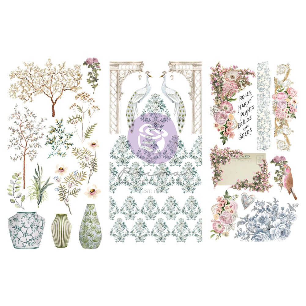 Prima Marketing The Plant Department Collection Rub-Ons - 6"x12" x 3 sheets / rub-ons for Scrapbooking, Journaling Supplies, Planners, Kid DIY Art Crafts, Bullet Journal