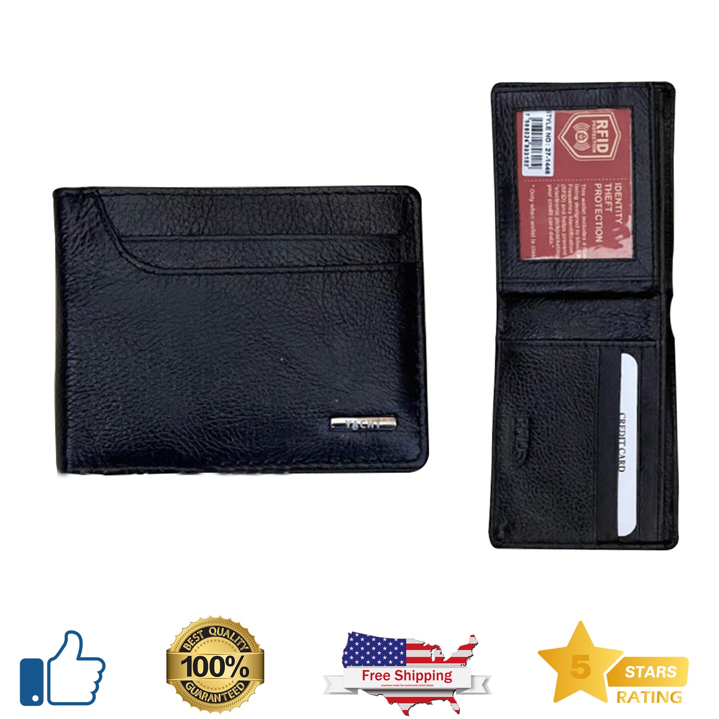 Credit Card Holder RFID Blocking Wallet - Genuine Camel Leather, ID Theft  Protection