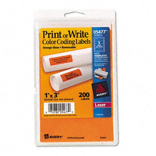 Avery 05477 Print or Write Removable Color-Coding Laser Labels- 1 x 3 ...