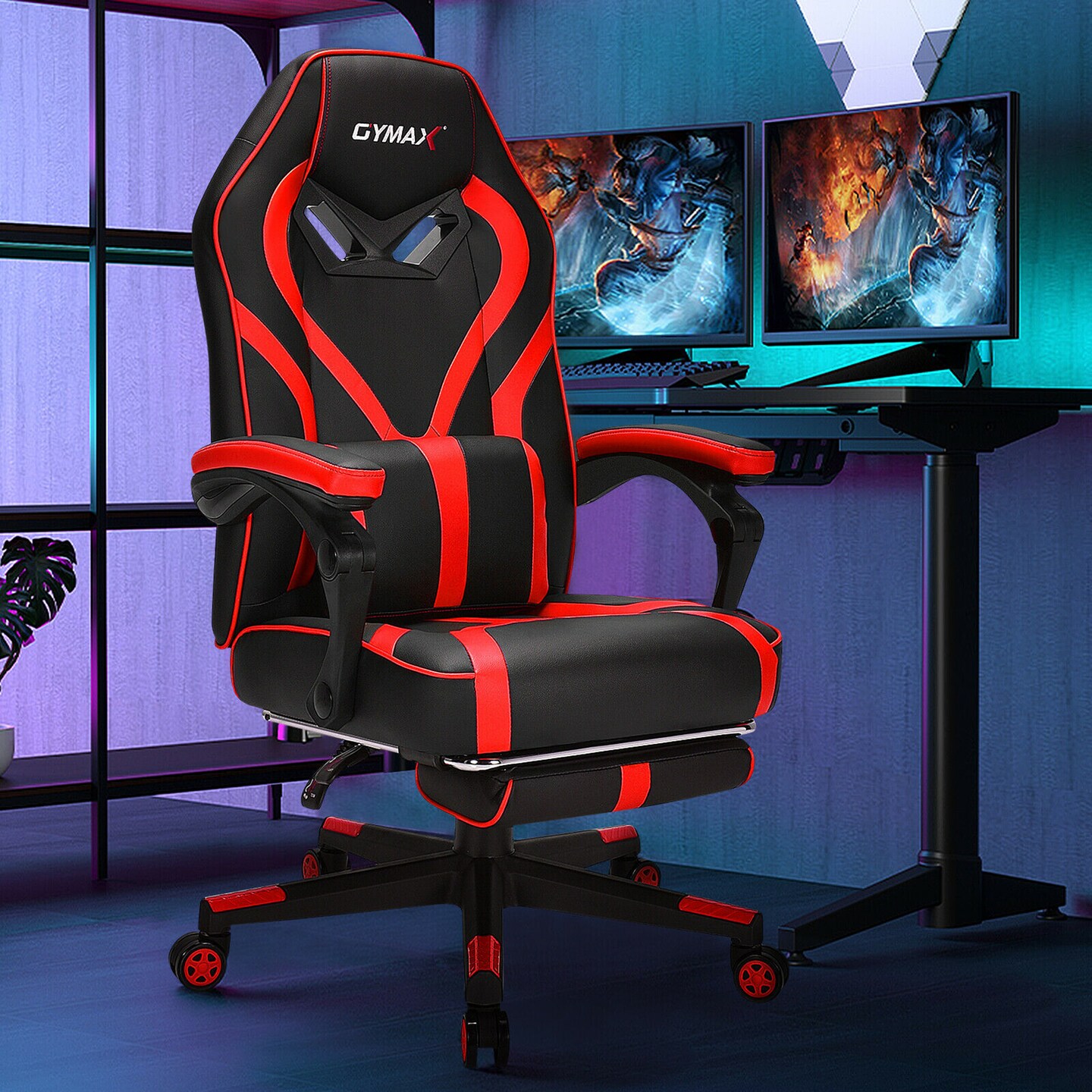 Costway Massage Gaming Chair Racing Recliner Computer Desk Chair w/Footrest